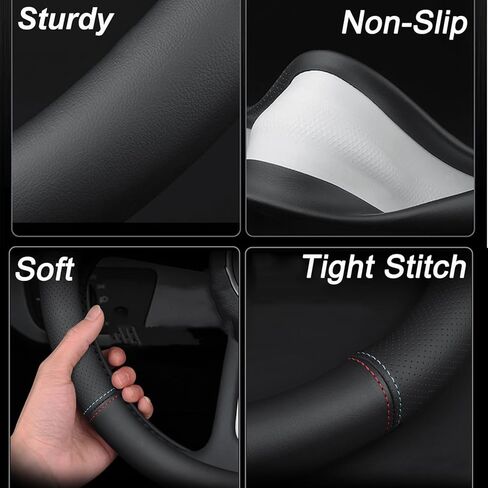 Car Steering Wheel Cover for Dodge Charger Challenger Durango Journey Avenger Promaster City Promaster Cargo Magnum Dakota Sprinter Caliber RT SRT SXT GT Scat Pack Accessories, Leather Color in Saudi Arabia