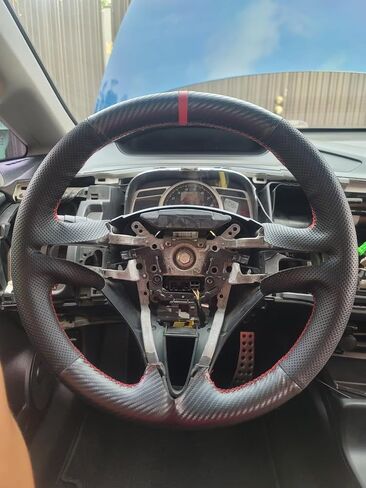 Loncky Custom Fit Carbon Fiber Leather Steering Wheel Cover for Honda Fit 2009 2010 2011 2012 2013 / Honda Insight 2010 2011 2012 2013 2014 Parts OEM Car Hand Stitched Interior Accessories in Saudi Arabia