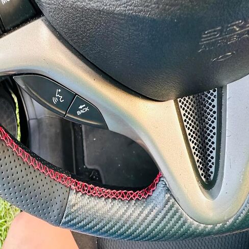 Loncky Custom Fit Carbon Fiber Leather Steering Wheel Cover for Honda Fit 2009 2010 2011 2012 2013 / Honda Insight 2010 2011 2012 2013 2014 Parts OEM Car Hand Stitched Interior Accessories in Saudi Arabia
