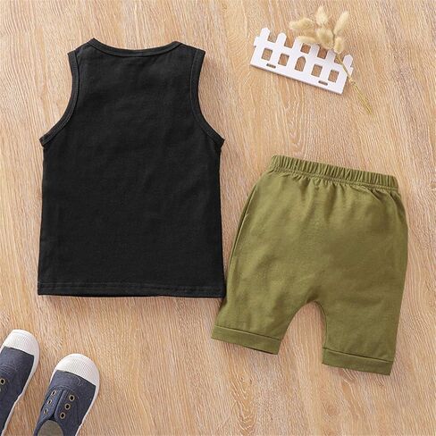 Kayotuas 2Pcs Baby Boy Summer Clothes Casual Pocket Sleeveless Tank Tops and Stripes Shorts Set Infant Toddler Short Outfits in Saudi Arabia