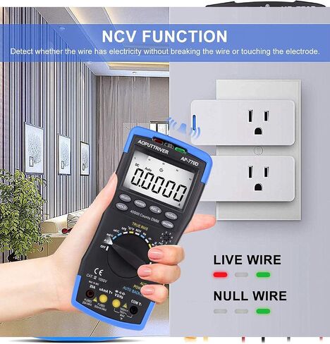 Digital MultimeterTRMS 40000Counts Autoranging Voltmeter Ammeter with High Precision for NCV AC/DC Voltage Current Resistance Capacitance Frequency Diodes hFE Temperature AP-770D in Saudi Arabia