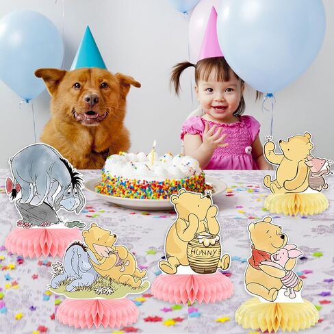 9PCS Winnie Honeycomb Centerpieces Double Sides Classic the Pooh Table Centerpieces for Winnie Baby Shower Decorations The Pooh Birthday Party Supplies in Saudi Arabia