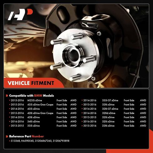 A-Premium 2 x Front Wheel Bearing and Hub Assembly Compatible with BMW - 13-16 - 320i/328d/328i/335i/340i xDrive, 328i/335i GT xDrive, 428i/435i xDrive, 228i xDrive, M235i xDrive in Saudi Arabia