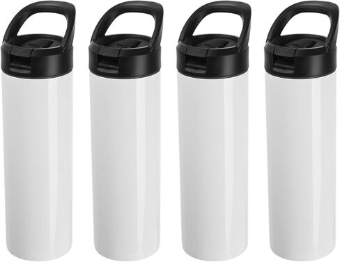 4 قطع من أكواب التسامي، زجاجات مياه فارغة بسعة 20 أونصة مع غطاء بمصاصة ومقبض، زجاجات رياضية مستقيمة من الفولاذ المقاوم للصدأ، قوارير تصعيد معزولة بالفراغ من الفينيل اللامع in Kuwait