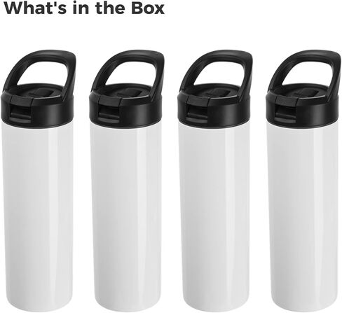 4 قطع من أكواب التسامي، زجاجات مياه فارغة بسعة 20 أونصة مع غطاء بمصاصة ومقبض، زجاجات رياضية مستقيمة من الفولاذ المقاوم للصدأ، قوارير تصعيد معزولة بالفراغ من الفينيل اللامع in Kuwait