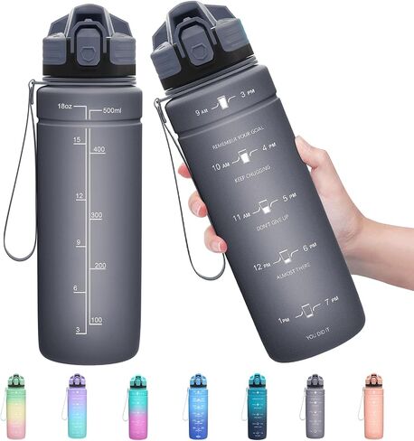 ZOUNICH Tritan BPA Free Water Bottle with Time Marker - 32oz/24oz/17oz Leakproof Motivational Sports Water Bottles to Ensure You Drink Enough Water Throughout The Day for Fitness and Outdoor Activity in Saudi Arabia
