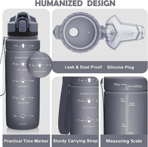 ZOUNICH Tritan BPA Free Water Bottle with Time Marker - 32oz/24oz/17oz Leakproof Motivational Sports Water Bottles to Ensure You Drink Enough Water Throughout The Day for Fitness and Outdoor Activity in Saudi Arabia