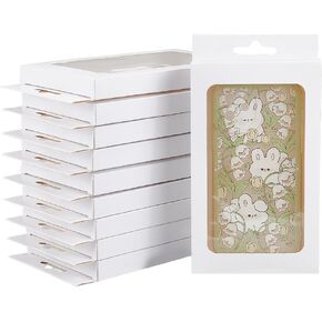 NBEADS 24 Pcs White Kraft Gift Box, 4.1×0.6×7.8 Inch Cookie Packaging Boxes with PVC Visible Window Kraft Treat Boxes Fold Paper Boxes for Party Favor Treats Bakery and Jewelry Packaging
