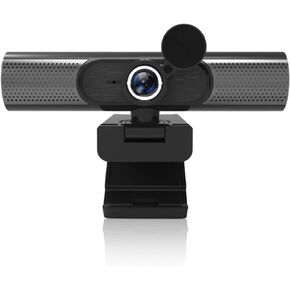 USB Webcam, 2K 30fps Auto Focusing Webcam with HiFi Speaker, Noise Reduction Mic for Desktop Laptop Video Chat, Plug and Play