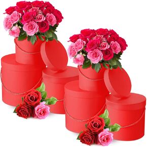 6 Pcs Round Flower Boxes with Lids Gift Boxes with Handle for Flowers Arrangement Assorted Sizes Nesting Gift Box for Valentine Day, Bridesmaid, Wedding, Birthday, Baby Showers (Teal)