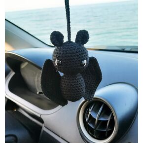 Bat Cute, Car Rear View Mirror Hanging Decorations, Crochet Handmade Holder Accessories, Bag Ornament New Car Driver Gift