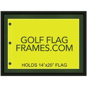 17x23 Black Golf Flag Frame, Moulding blk-001, Comes with 3 Mat Colors - Green, Black, and (NEW) Indigo Blue; holds 14x20 PGA, Ryder Cup, US Open Golf Flags; flag not included; DEBUT FOR 2024