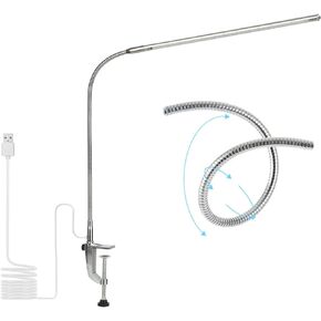 USB LED Desk Lamp, Adjustable Clip On LED Nail Lamp Light Eye Care Gooseneck 360° Swivel with Switch LED Clamp Light for Manicure Reading Tattoo