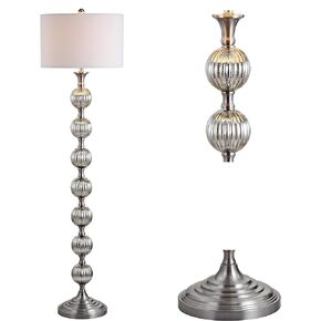 JONATHAN Y JYL1019A Oslo 60.5" Glass/Metal LED Floor Lamp, Contemporary, Modern, Traditional, Elegant, Office, Living Room, Family Room, Dining Room, Bedroom, Hallway, Foyer, Mercury Silver in Saudi Arabia