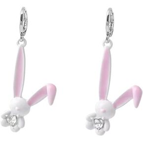 Big Ears Bunny Dangle Earrings for Women.Ctue Animal Drop Earrings Asymmetrical Earrings Pink White Rabbit Earrings Fashion Jewelry Gifts for Girls