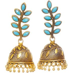 Crunchy Fashion Bollywood Style Traditional Indian Oxidised Silver Jewelry Jhumki Jhumka Earrings for Women/Girls