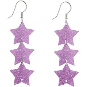 Glitter Star Dangle Drop Earrings for Women Girls Acrylic Star Threader Tassel Earrings Dangling Hook Studs Earrings Hoops Lightweight Cute Jewelry Gifts