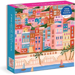 Galison French Riviera – 1000 Piece Puzzle Fun and Challenging Activity with Bright and Bold Artwork of French Architecture by The Sea for Adults and Families
