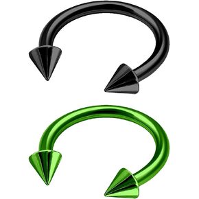 2Pcs Anodized Titanium G23 Black 16g Horseshoe Earrings Piercing Jewelry Cartilage Septum Nose Medusa 3mm Cone More Choices