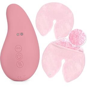 IDEALY - Lactation Massager- Breastfeeding Essentials Support Kit for Nursing Moms - Vibrating Lactation Massager with Heat and Breast Therapy Pads: Improve Milk Flow and Relieve Clogged Ducts