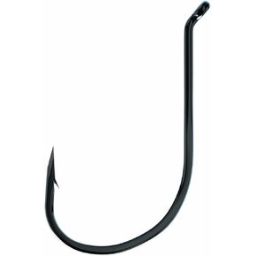 Eagle Claw Lazer Sharp Long Shank Octopus Hook, Offset Up Eye, Barbed, Size 6/0, Medium Wire, 23 Hooks, Platinum Black