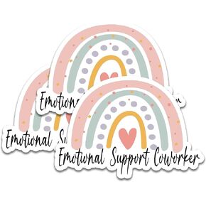 (3pcs) Emotional Support Coworker Stickers, Coworker Stickers, Cute Rainbow Stickers, Funny Emotional Support Stickers, Water Assitant Stickers for Laptop, Guitar, Water Bottles, Hard Hat,