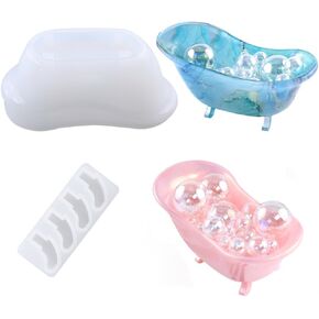 2pcs Tub Shaped Soap Dish Silicone Resin Molds for Epoxy Resin Soap Holder Mold Storage Box Resin Molds for Jewelry Making Beauty Egg Holder Casting Mould