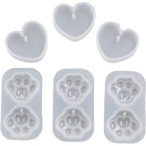 Cat Paw Love Heart Star Moon Seashell Epoxy Mold Resin Casting Silicone Mold Keychain Pendant Cute Small Accessories Kit, Pack of 5