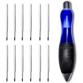 3-Ounce Fat 𝐇𝐞𝐚𝐯𝐲 𝐖𝐞𝐢𝐠𝐡𝐭𝐞𝐝 Pens for Tremors Arthritis Parkinson's Carpal Tunnel Wide Grip Thick Barrel Easy to Hold Black（6 Black & 6 Blue Refills）