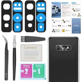 2 Pack for Samsung Galaxy S10e (All Carriers) Back Rear Camera Lens Glass Replacement with Pre-Installed Adhesive, Include Repair Tool Set+ Installation Manual+ Camera Lens Protector