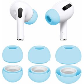 3 Pairs Compatible with AirPods Pro 1st 2nd Ear Tips Buds, Small Medium Large 3 Size Silicone Rubber Eartips Earbuds Accessories Compatible with AirPods Pro 2 and 1st - S/M/L Light Blue