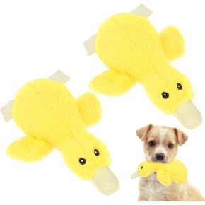 EXPAWLORER Plush Squeaky Duck Dog Toy - 14" Large Stuffed Soft Cute Duck, Best Birthday Gift Interactive Filled Chew Toys for Small Medium Large Dogs Puppy Biting Training Teething, Yellow
