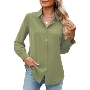 Womens Long Sleeve Button Down Shirt Ultra-Soft Stretch Wrinkle-Free Work Casual Business Office Blouse