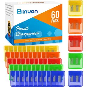60 Pack Pencil Sharpeners Bulk - Double Hole Pencil Sharpener Manual with Cover for School Kids, Small Cute Pencil sharpeners Handheld for Students School Classroom Supplies