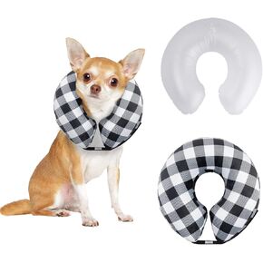 CuteBone Inflatable Dog Cone with Removable Soft Fleece Covers for Small/Medium/Large Dogs and Cats Neck Donut Collar After Surgery GWB06L in Saudi Arabia