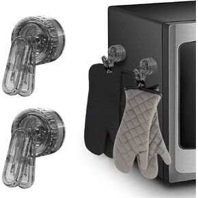 NHO Ovent Mitt Hanger - Twist Lock Suction Clips for Kitchen Stove Gloves - Hooks for Door - Towels Holder for Bathroom - Hanging Stuff for Cabinet Fridge Refrigerator - Black