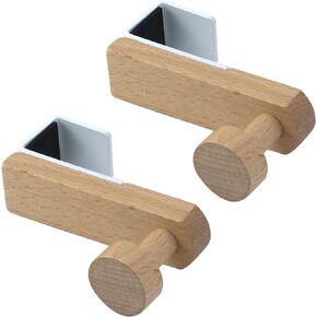 Semetall 2pcs Wooden Over The Door Hooks Z-Shaped Shower Door Hanger Hooks with Metal Hardware for Hanging Clothes, Coats, Towels,Hats