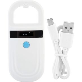 Demeras White ID Scanner Pet Tag Scanner with Rechargeable Animal Chip Supports Reading FDX-B