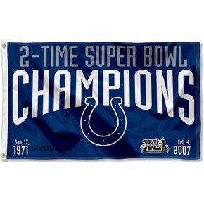 Indianapolis Colts 2X and 2 Time Super Bowl Champions Flag Outdoor Indoor 3x5 Foot Banner