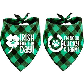 St. Patrick's Day Dog Bandana, 2 Pack Holiday Cat Irish ShamrockLucky Bandana for Large Medium Small Puppies Pets