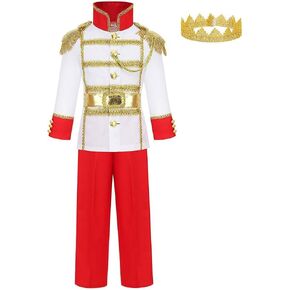 Dressy Daisy Royal Prince Charming Costume Set with Crown for Toddler Kids Boys Halloween Birthday Party Dress Up Outfit
