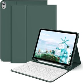JKSML 10.9 Inch Case for iPad Air 5th/4th Generation 2022/2020 with Magnetic Detachable Bluetooth Keyboard & Pencil Holder, Auto Wake/Sleep Smart Folio, Keyboard Case for iPad Air 5/4 Gen, Dark Green