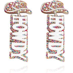 Disco Glitter HOWDY Acrylic Western Cowboy Drop Dangle Earrings for Women Girls Rodeo Party Jewelry