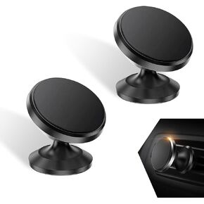 2 PCS Car Adsorption Mobile Phone Holder, 360 Degree Rotating One-Hand Grab and Go Navigation Mount, Dashboard Adjustable Portable Bracket for Mini Tablet iPhone, Universal for Cars (Black)