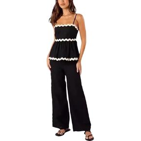 Womens Summer Clothes Off The Shoulder Top and Loose Lounge Pants Casual Womens Summer Clothes 2024