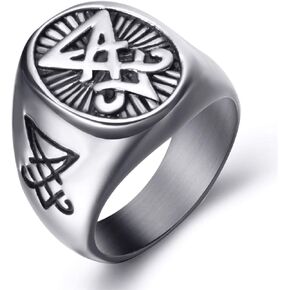 Sigil of Lucifer Rings for Men Satanic Satan Demon Devil Symbol Stainless Steel Ring Vintage Jewelry