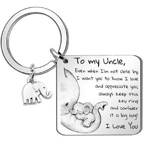 Unqie Fathers Day Keychain Best Gifts for Uncle Elephant Gifts for Men Funny Birthday Father's Day Gift Ideas for Uncles from Niece Nephew Elephant Adults Keychain