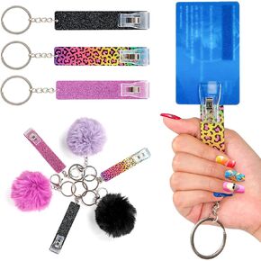 SAVILAND 3 قطع بطاقة المنتزع للأظافر الطويلة: بطاقة الائتمان بولير أكريليك بطاقة الخصم البنكية المنتزع سلسلة المفاتيح بطاقة كليب تماس بطاقة الائتمان بولير مع كرة بوم بوم للنساء مشبك بطاقة الصراف الآلي in Kuwait