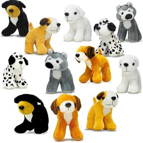 4E's Novelty 12 Pack Dalmatians Stuffed Animals - Soft Stuffed Dalmatian Dog Plush, 6" Small Dalmatian Puppy Plush with Fire Hat, Dalmatian Dog Toy for Kids, Birthday Party Favors