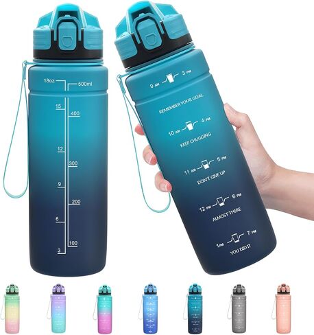 ZOUNICH Tritan BPA Free Water Bottle with Time Marker - 32oz/24oz/17oz Leakproof Motivational Sports Water Bottles to Ensure You Drink Enough Water Throughout The Day for Fitness and Outdoor Activity in Saudi Arabia